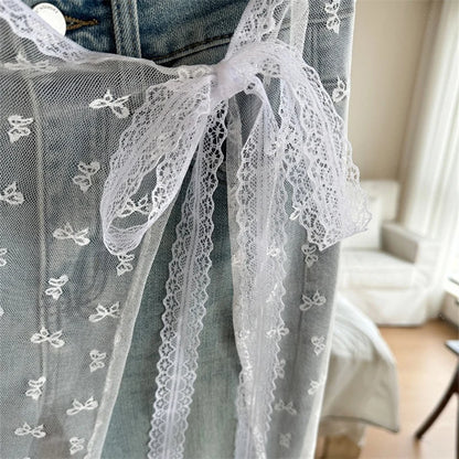 INS Blogger Lace Layered Gauze Skirt Y2k Streetwear Apron Wrap Skirt Lace Up Matching Pants Spicy Girl Stacked Y2k Wrap Skirt