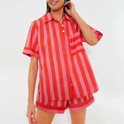 🌞 Lamuusaa 2-Piece Striped Summer Set – 2000s Streetwear Revival