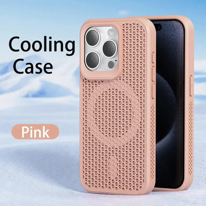 Cooling Heat Dissipation Magsafe Magnetic Phone Case For iPhone 16 14 15 13 12 11 Pro Max Plus Breathable Grid Hard Back Cover