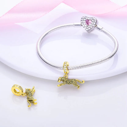 Golden Sunflower Leopard Poodle Charms Beads Fit Bracelet Nacklace Jewelry DIY Gifts For Women