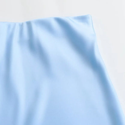 2026 New Women's European And American Style Fashion Silk Satin Texture High Waist Skirt Street Style Elegant Mid-length Skirt