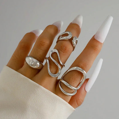 Docona Fashion Elegant Stacking Gold Colour Rings Geometric Design Ring Set Accessories Daily Festival Party Gifts 27910