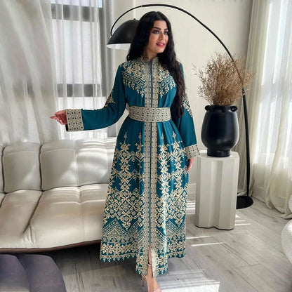 Customized Luxury Abaya Diamonds Muslim Elegant Women Dresses Caftan Moroccan Dubai Kaftan Gown Evening Party Eid Mubarak Jalabi