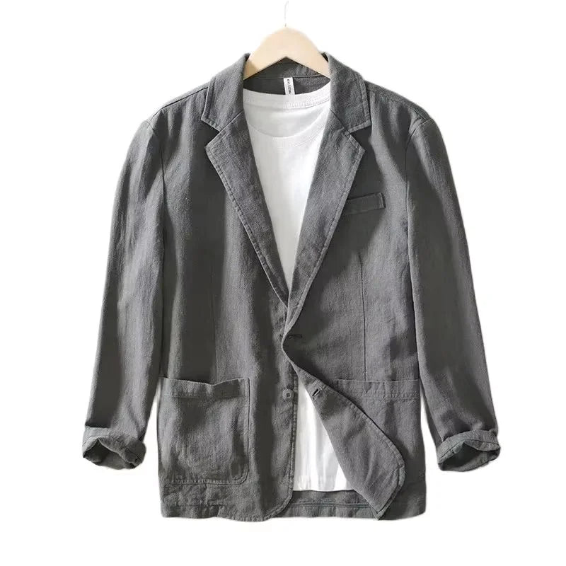 70% Linen 30% Cotton Breathable Men's Blazer Suit Jacket For Men Black Coat For Summer Business Lightweight Male Clothes 2026