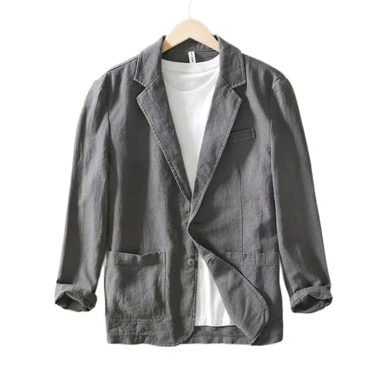 70% Linen 30% Cotton Breathable Men's Blazer Suit Jacket For Men Black Coat For Summer Business Lightweight Male Clothes 2026
