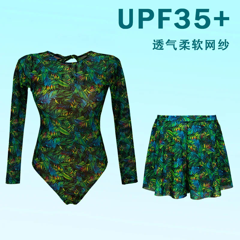 2026 New Sexy Print One Piece Swimsuit Women Swimwear Monokini Long Sleeve Bathing Suit Female Bodysuit Surfing Swim Wear Beach