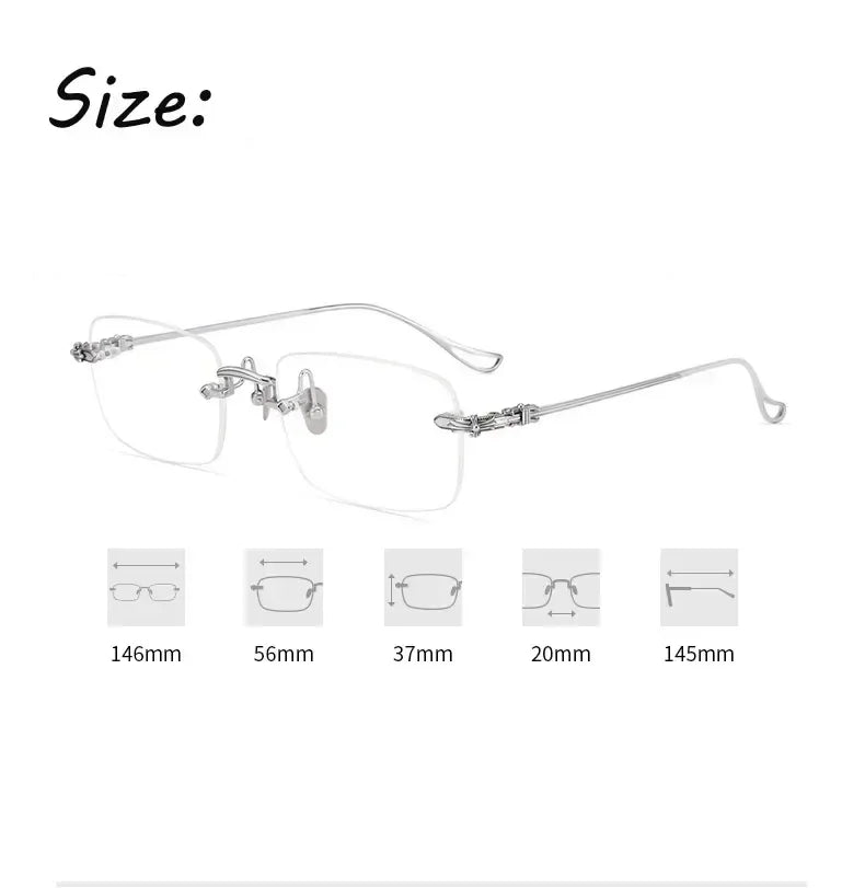 New Fashion Photochromic Myopia Glasses Vintage Rimless Square Women Men Anti Blue Light UV Sunglasses Optical Diopter Eyewear