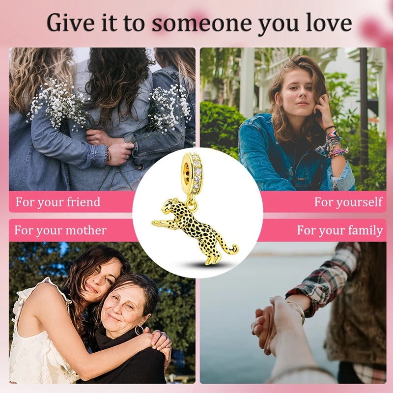 Golden Sunflower Leopard Poodle Charms Beads Fit Bracelet Nacklace Jewelry DIY Gifts For Women