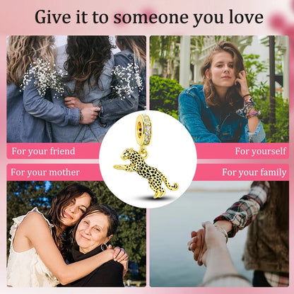 Golden Sunflower Leopard Poodle Charms Beads Fit Bracelet Nacklace Jewelry DIY Gifts For Women