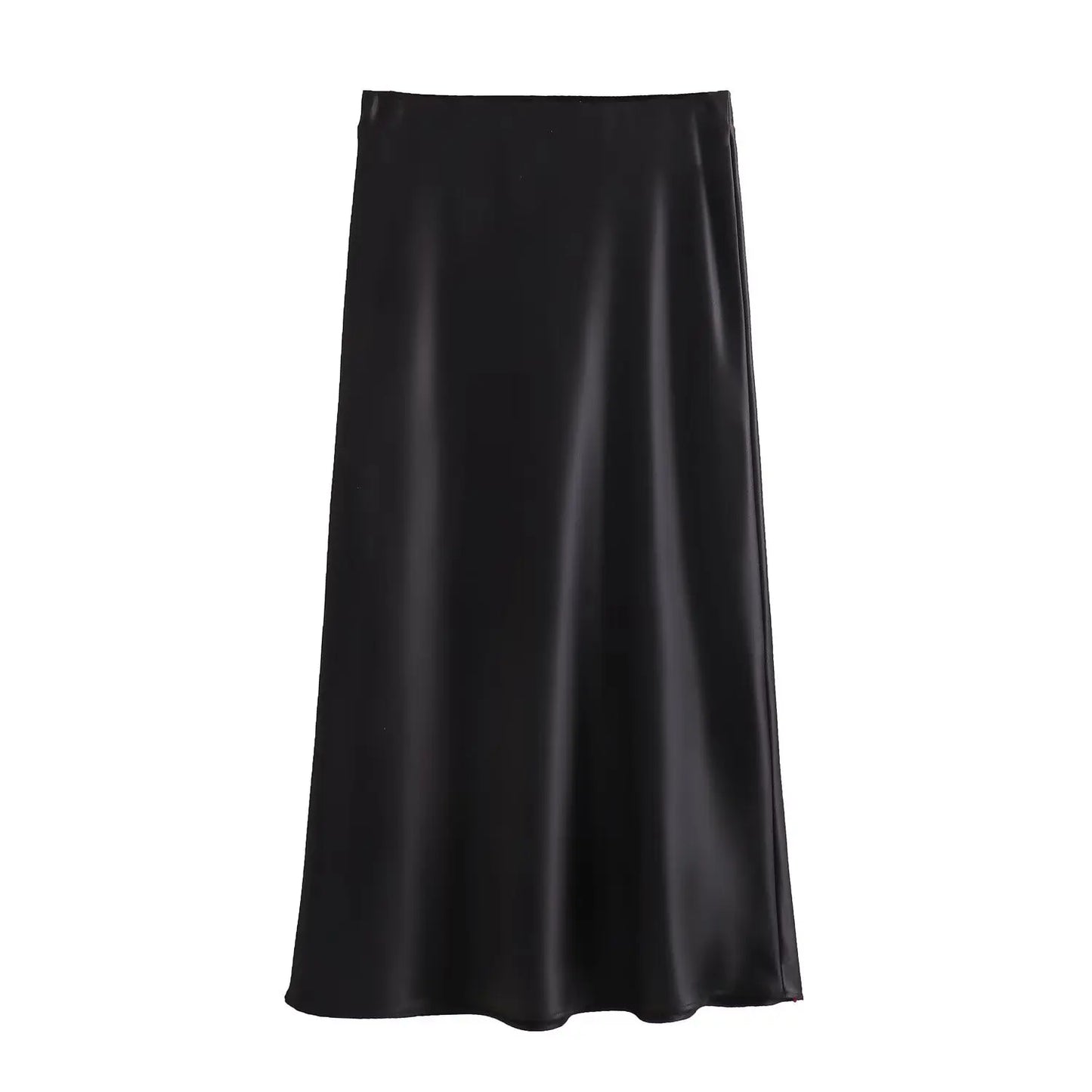 2026 New Women's European And American Style Fashion Silk Satin Texture High Waist Skirt Street Style Elegant Mid-length Skirt