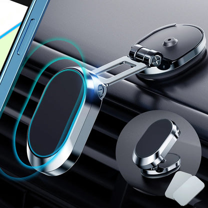 Magnetic Car Phone Holder Foldable Magnet Mount Mobile Cellphone Stand GPS Support for iPhone 17 16 Xiaomi Huawei Samsung Redmi