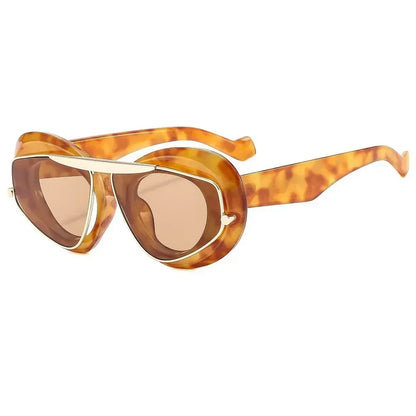 New Y2k Fashion Large Frame Sunglasses Ins Street Shot Cat's Eye Glasses Retro Personality Anti-ultraviolet Sunglasses