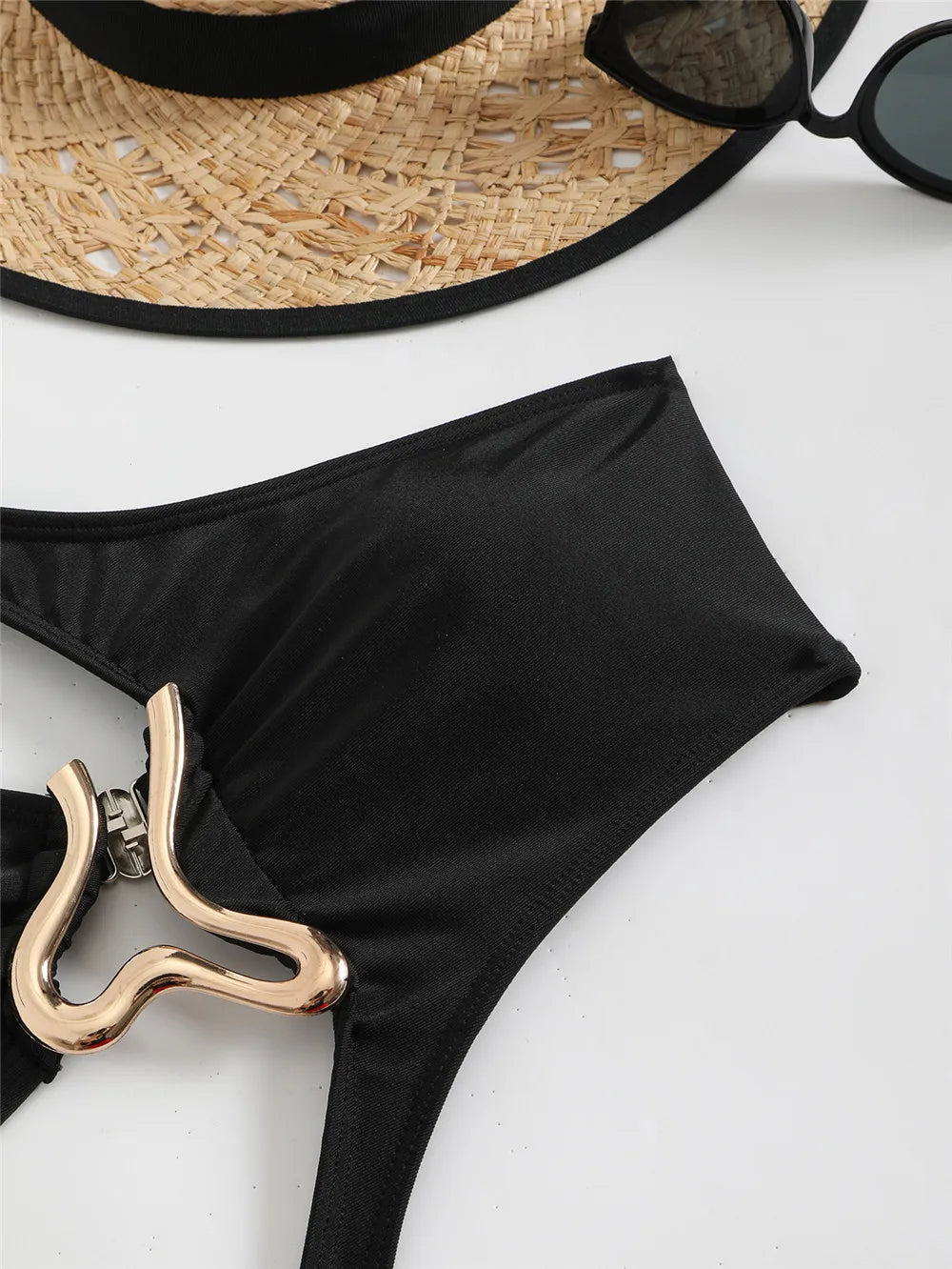 Sexy Black One Shoulder Swimwear One Piece Swimsuit Women 2026 Hollow Out Monokini Metal Ring High Cut Bathing Suit Swim Wear