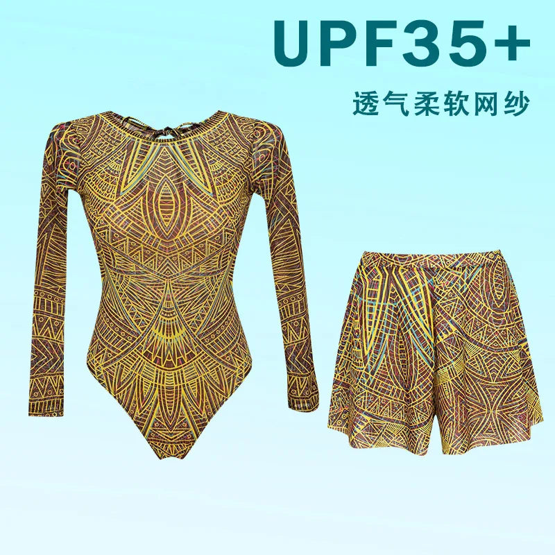 Long Sleeve Swimsuit Women Swimwear 2026 Sexy Bikinis Female Biquini Patchwork Swim Suits Print Surf Bodysuit Beachwear