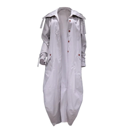 Phantasy Long Trench Coat Women Loose Button Fashion Casual Suit Elegant Female Pockets Streetwear Commuter Lady Coat Autumn