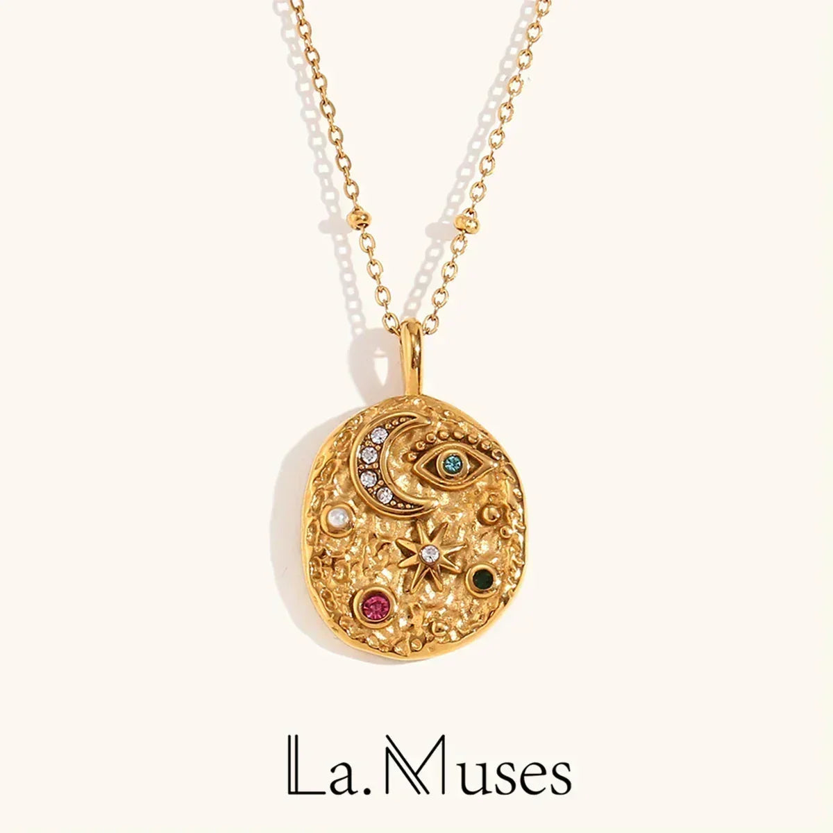 Star & Moon Pendant Necklace | Stainless Steel