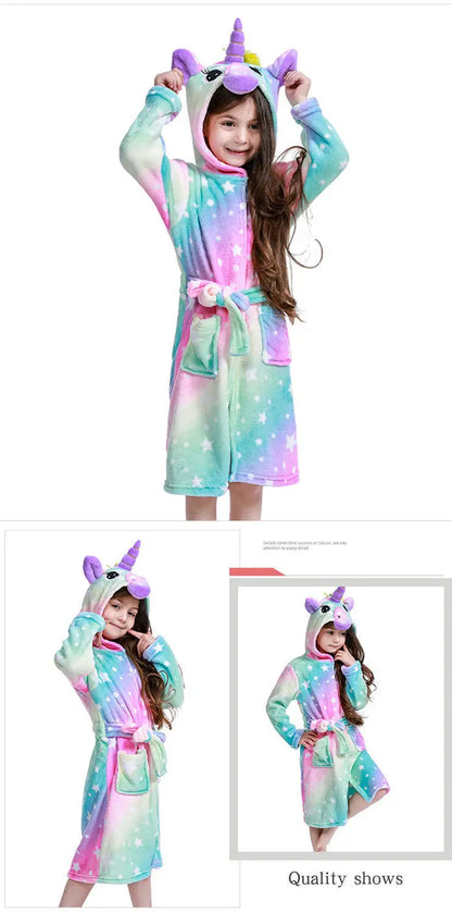 Children Bath Robes Flannel Winter Kids Sleepwear Robe Infant Pijamas Nightgown For Boys Girls Pajamas 1-11 Years Baby Clothes