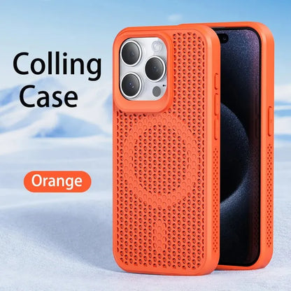 Cooling Heat Dissipation Magsafe Magnetic Phone Case For iPhone 16 14 15 13 12 11 Pro Max Plus Breathable Grid Hard Back Cover