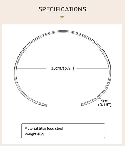 Choker Neck Cuff for Women, Open Collar Choker Torques Necklace Adjustable ,Simple Stainless Steel Jewelry