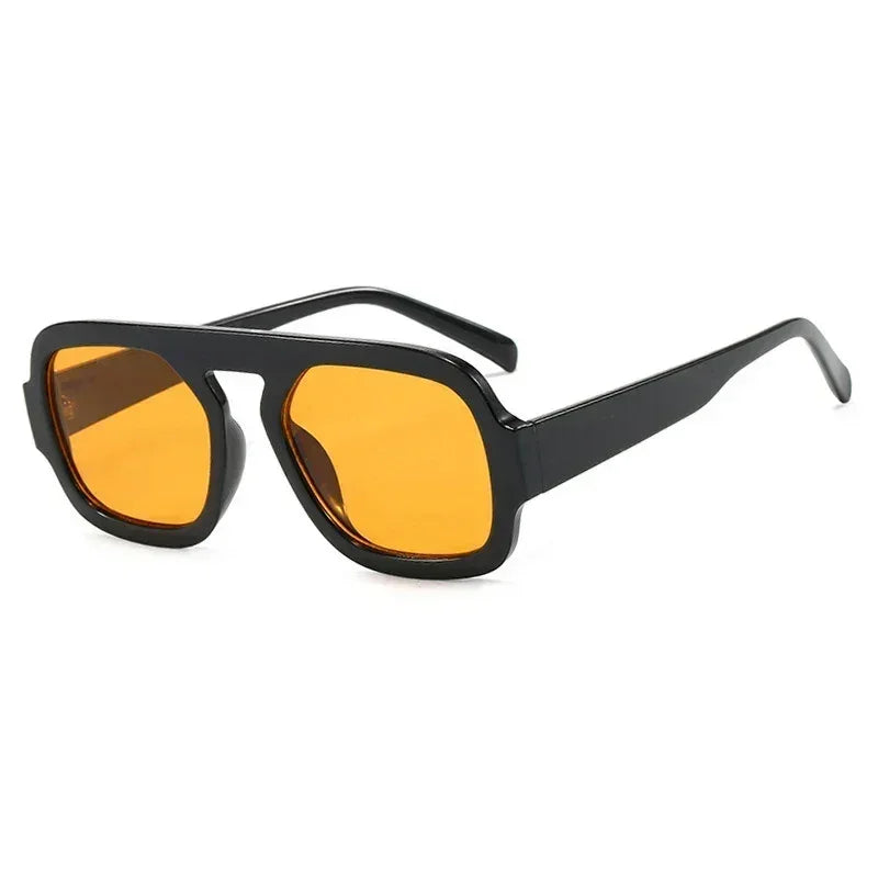 DOHOHDO 2025 Fashion Square Sunglasses Women New Retro Black Brown Thick Frame Pilot Sun Glasses Woman Chic Polygon Shades UV400