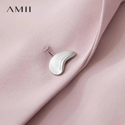 Amii Women's Top Minimalist 2025 Summer New Notched Lapel Contrast Material Patchwork One Button Short Sleeve Blazer 12542081