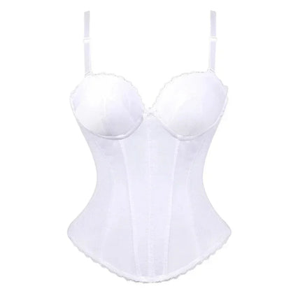Black White Overbust Corset Top Cotton Bustier with Adjustable Straps Wedding Lingerie Body Shaper Underwear