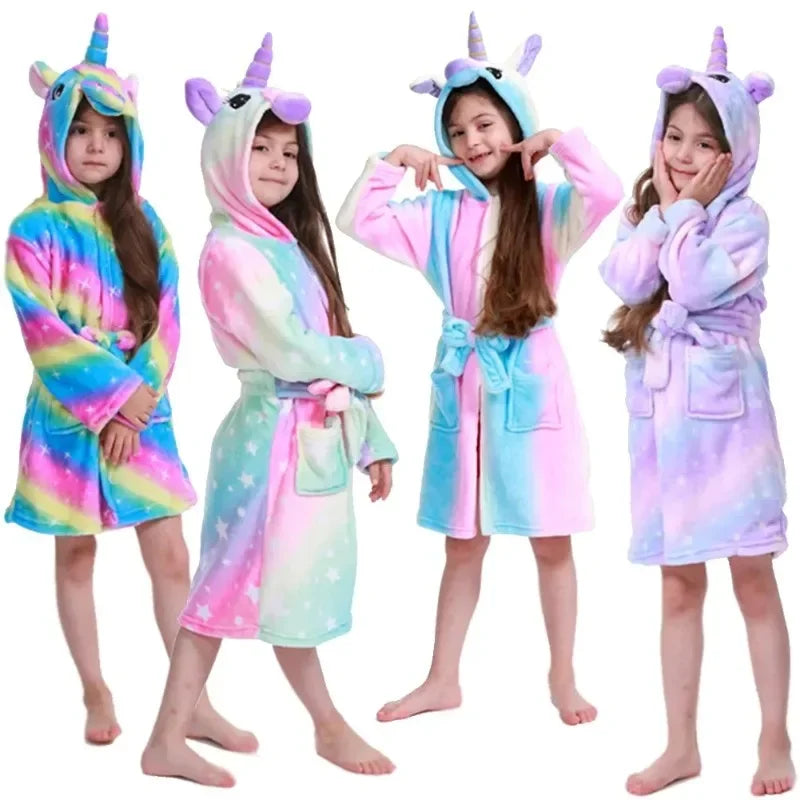 Children Bath Robes Flannel Winter Kids Sleepwear Robe Infant Pijamas Nightgown For Boys Girls Pajamas 1-11 Years Baby Clothes