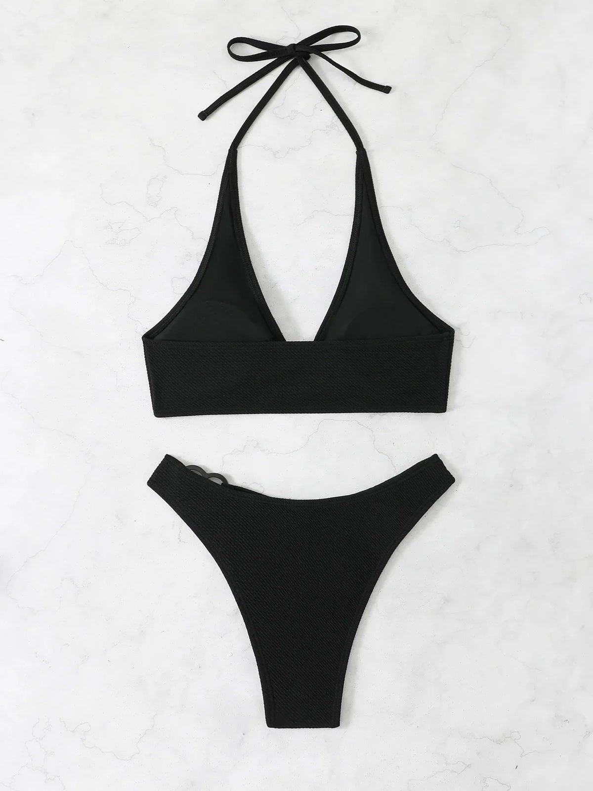 White Thong Bikinis Women 2025 Heart Ring Linked Two Pieces Swimsuit Halter Separate Bikini Set Swim Bathing Suits Beach Wear