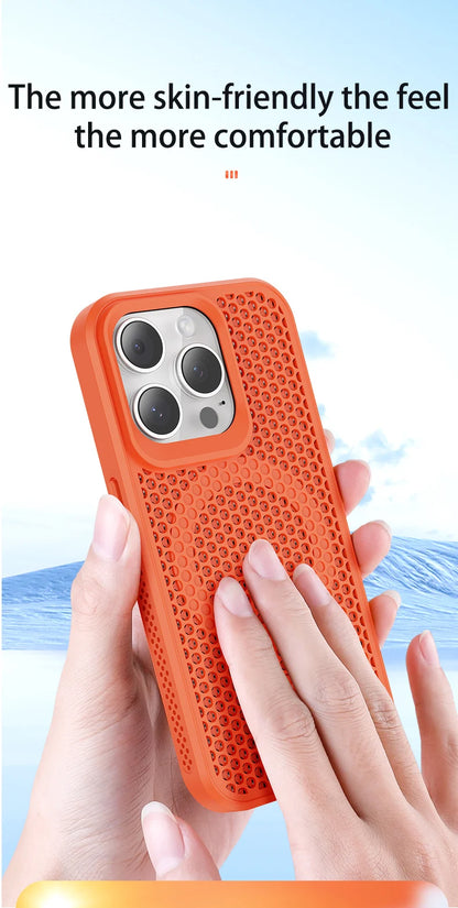 Cooling Heat Dissipation Magsafe Magnetic Phone Case For iPhone 16 14 15 13 12 11 Pro Max Plus Breathable Grid Hard Back Cover