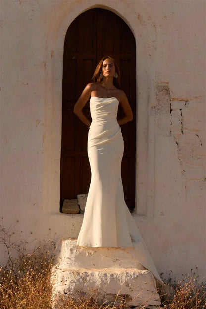 Maternity Mermaid Wedding Dress | Silk Satin Gown -femstylo