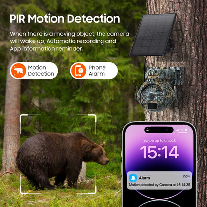 SHIWOJIA 5MP 4G Solar Cameras 4G Sim/WIFI Wireless Outdoor 360° View Animal Monitoring Camouflage Color Solar Battery PTZ Camera