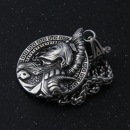 stainless steel King of War Spartan Warrior Portrait Pendant Men\'s Necklace Trend Rock Hip Hop Party Jewelry Christmas Gift