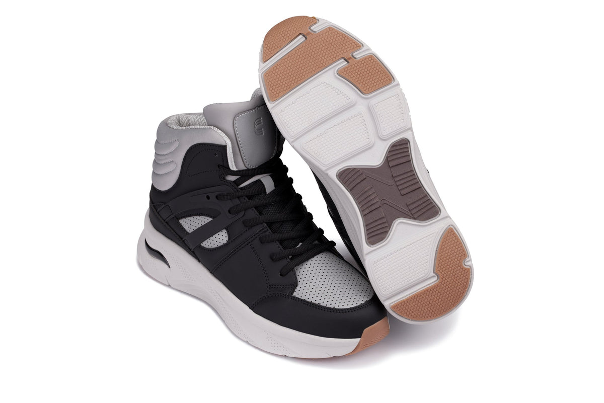CALTO - S23412 - 3.2 Inches Taller (Black/Grey Sole) - High-Top Height-Boosting Sneaker