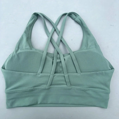 Solid Color Women Cross  Fitness sport Bra soft high strength Tight Top Comprehensive Training Gym Yoga Underwear With Chest Pad
