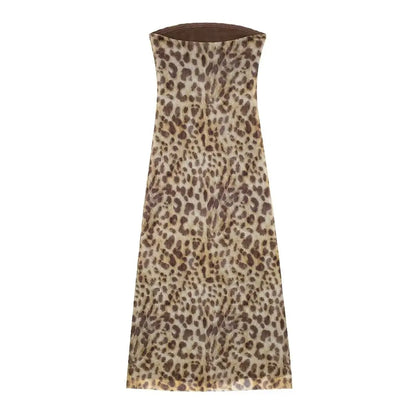 2026 Dress For Women Summer Chic Print Mesh Sleeveless Sexy Side Slit Slim Dresses Wild Beach Resort Style Woman Dress