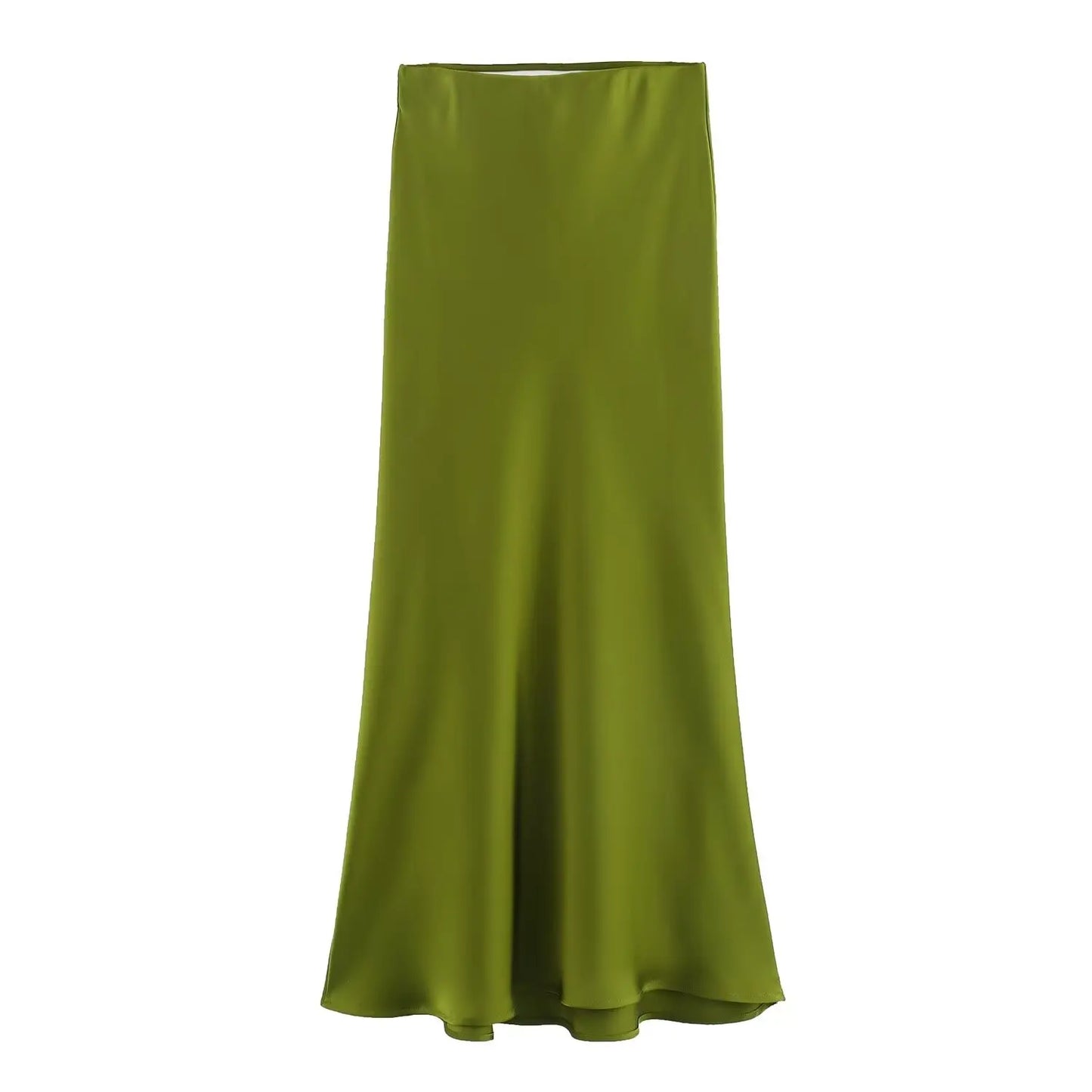2026 New Women's European And American Style Fashion Silk Satin Texture High Waist Skirt Street Style Elegant Mid-length Skirt