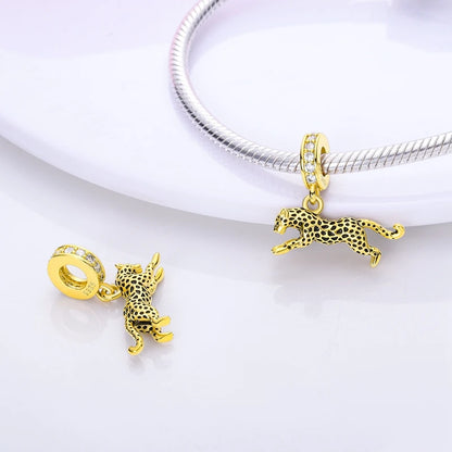 Golden Sunflower Leopard Poodle Charms Beads Fit Bracelet Nacklace Jewelry DIY Gifts For Women