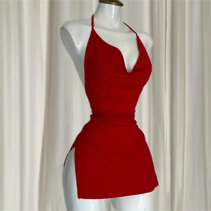 V Neck Backless Sundress | Sexy Lace Up Beach Dress -femstylo