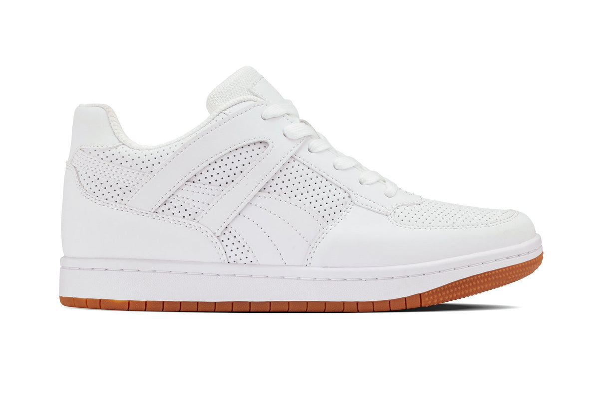 CALTO - S2531 - 2.2 Inches Taller (White) with Gum Sole - Contemporary Casual Sneaker