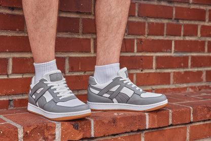 CALTO - S2532 - 2.2 Inches Taller (Grey/White) with Gum Sole - Contemporary Casual Sneaker