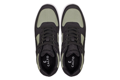 CALTO - S2533 - 2.2 Inches Taller (Black/Green) - Contemporary Casual Sneaker