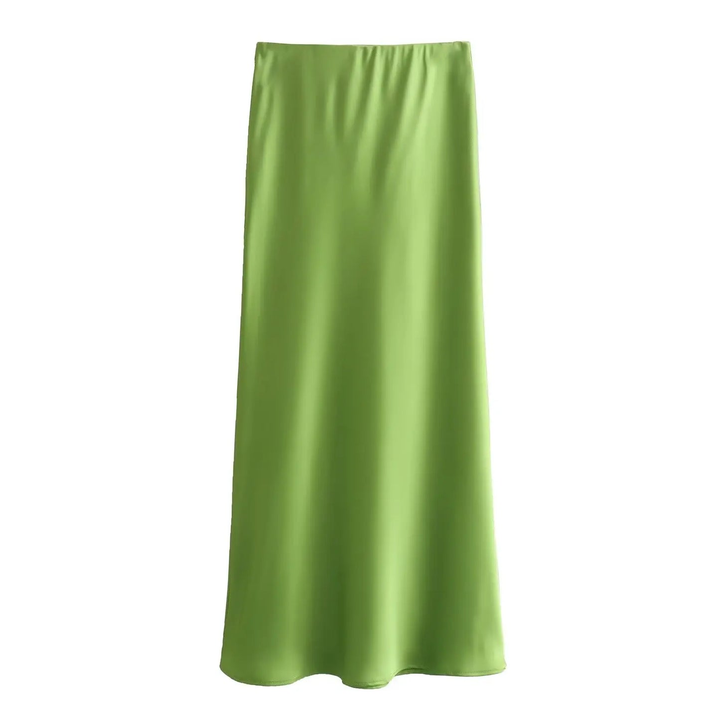 2026 New Women's European And American Style Fashion Silk Satin Texture High Waist Skirt Street Style Elegant Mid-length Skirt