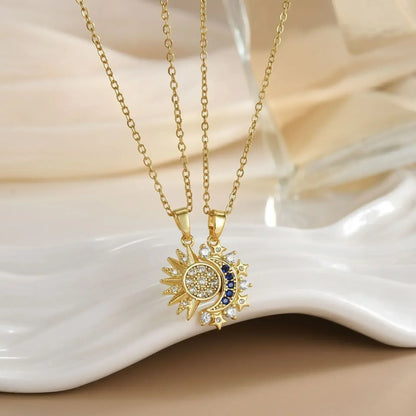 LATS New Stainless Steel Magnetic Sun Moon Couple Necklace Fashion Chain for Men and Women Good Friend Gifts Trend Jewelry