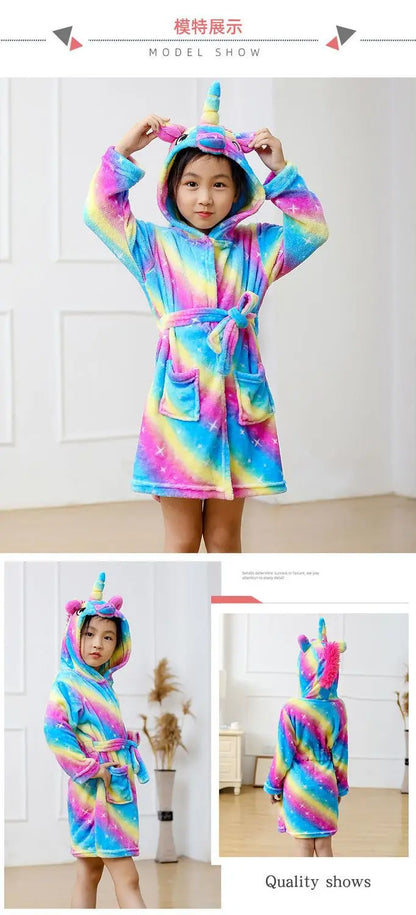 Children Bath Robes Flannel Winter Kids Sleepwear Robe Infant Pijamas Nightgown For Boys Girls Pajamas 1-11 Years Baby Clothes
