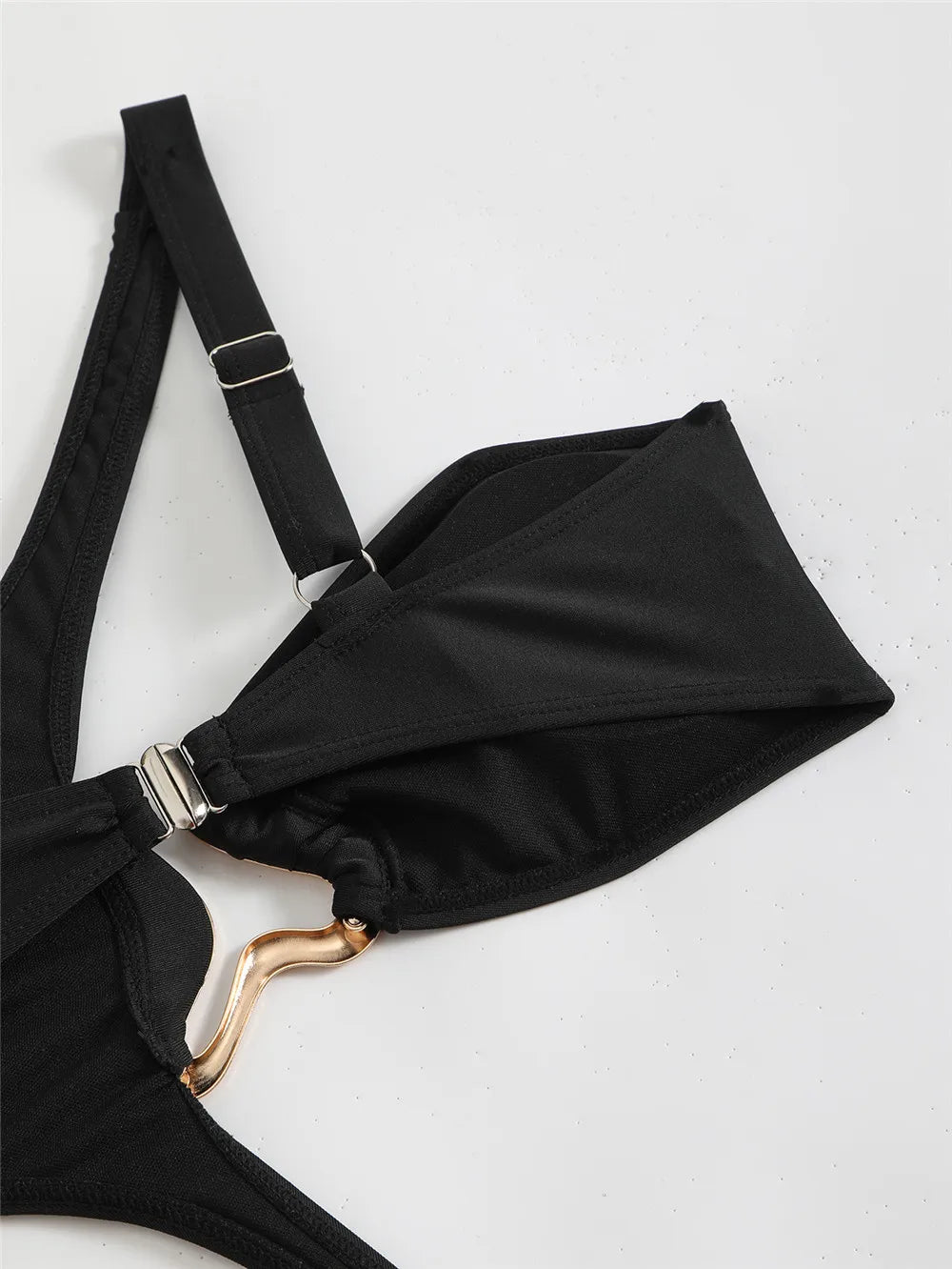 Sexy Black One Shoulder Swimwear One Piece Swimsuit Women 2026 Hollow Out Monokini Metal Ring High Cut Bathing Suit Swim Wear