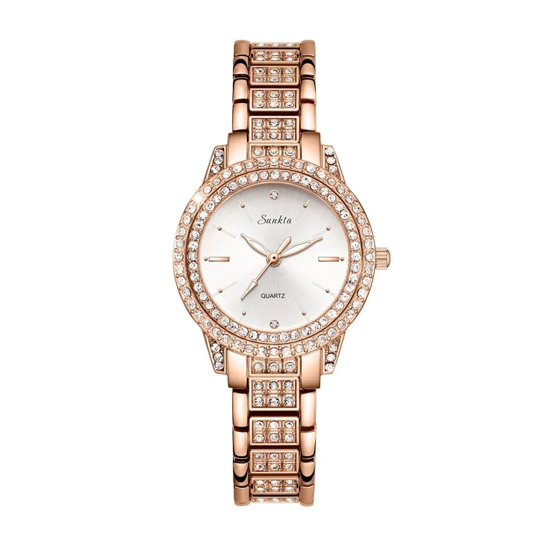 Women's Rose Gold-Tone Crystal Bracelet Watch