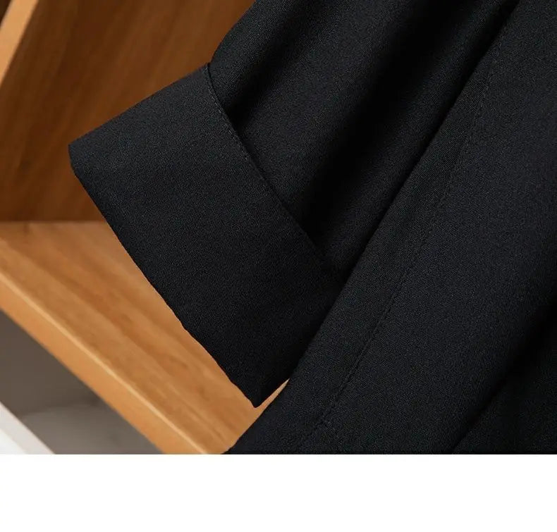 Black Solid Casual Turn-Down Collar Single Button Short Sleeve Women's Jacket Korean Fashion Suit Blazer Short Jackets Coat 2026