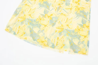 2026 Dress For Women Summer Chic Print Mesh Sleeveless Sexy Side Slit Slim Dresses Wild Beach Resort Style Woman Dress