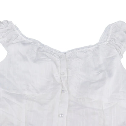 Phantasy Y2K Women Tops White Lace T-Shirt Button Tees Vintage French Style Tops 2025 Spring Summer Tops Female Streetwear