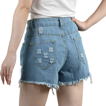 3pcs Women's High Waist Denim Shorts 2025 Summer Black Blue White Hot Pants Ripped Jeans Shorts Woman Short Trousers Streetwear